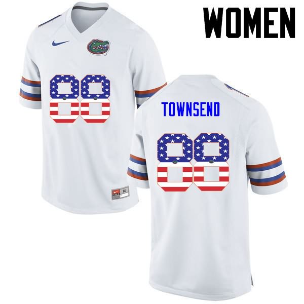 Women's NCAA Florida Gators Tommy Townsend #88 Stitched Authentic USA Flag Fashion Nike White College Football Jersey QIF4665RZ